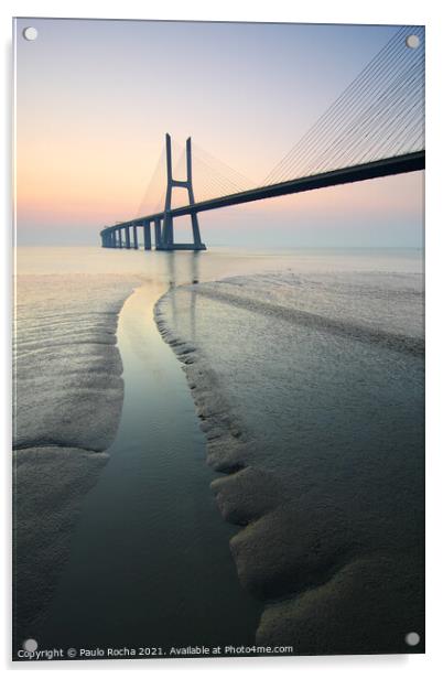 Vasco da Gama bridge over tagus river in Lisbon, P Acrylic by Paulo Rocha