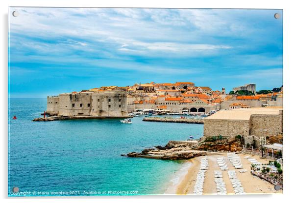 Dubrovnik beach Acrylic by Maria Vonotna