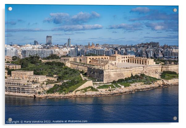 View of Fort Manoel and Sliema from Valletta, Malta Acrylic by Maria Vonotna