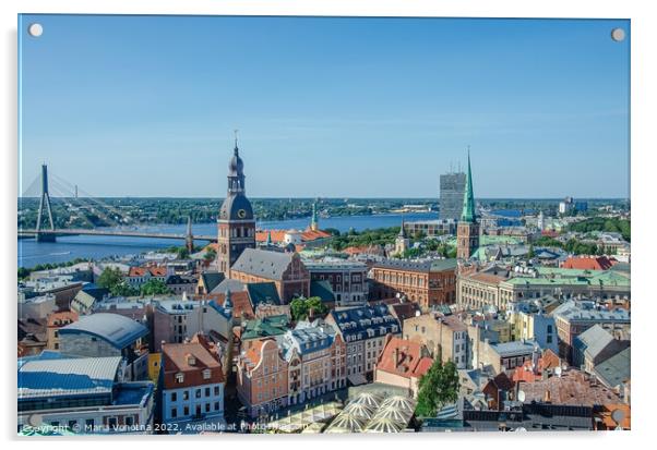 View of Riga city center from above Acrylic by Maria Vonotna