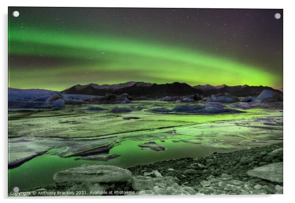 Lake ice aurora Acrylic by Tony Prower