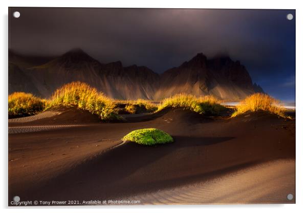 Vestrahorn Sand Dunes Acrylic by Tony Prower