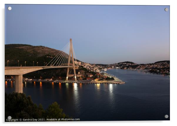 The Franjo Tudman Bridge, Croatia Acrylic by Sandra Day