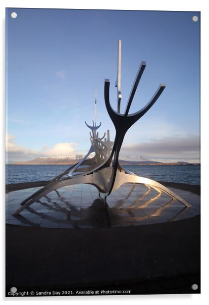Iceland Reykjavik sun sculpture Acrylic by Sandra Day