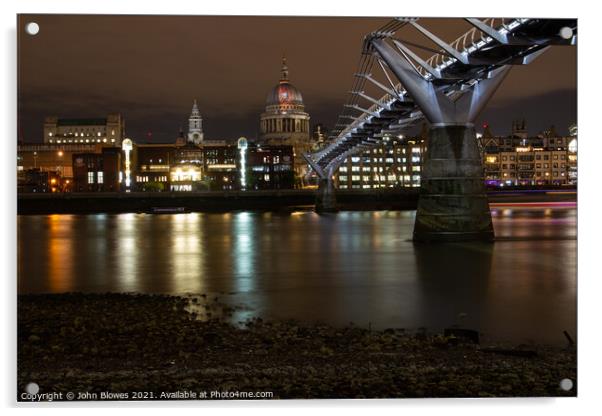 London at Night from the River Thames with St Pauls showing Remb Acrylic by johnseanphotography 