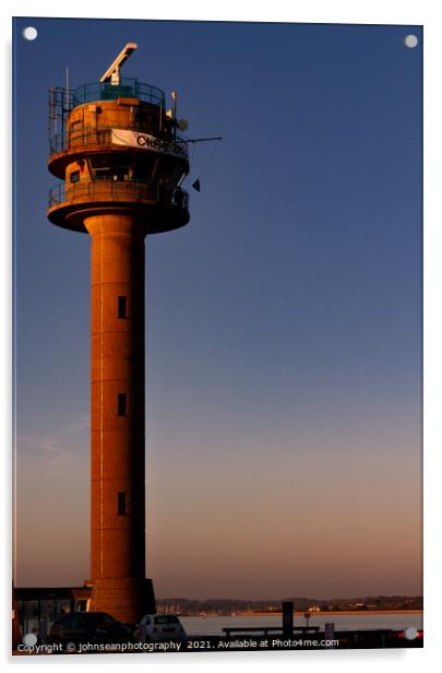 Calshot Tower in the setting sun  Acrylic by johnseanphotography 