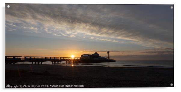 Winter sunrise over Bournemouth Pier Acrylic by Chris Haynes