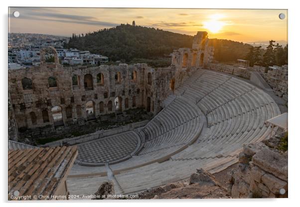 Sunset at The Odeon of Herodes Atticus Acrylic by Chris Haynes