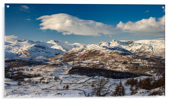 Langdale in Winter Acrylic by Philip Brookes