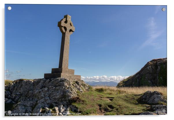 Celtic Cross, Llanddwyn Island Acrylic by Philip Brookes
