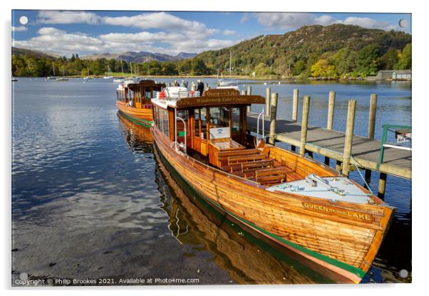 Lake Windermere Ferry Acrylic by Philip Brookes
