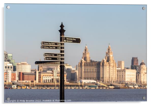 Wallasey Signpost Acrylic by Philip Brookes