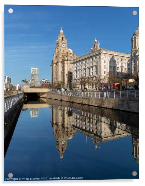Liverpool Waterfront Reflections Acrylic by Philip Brookes
