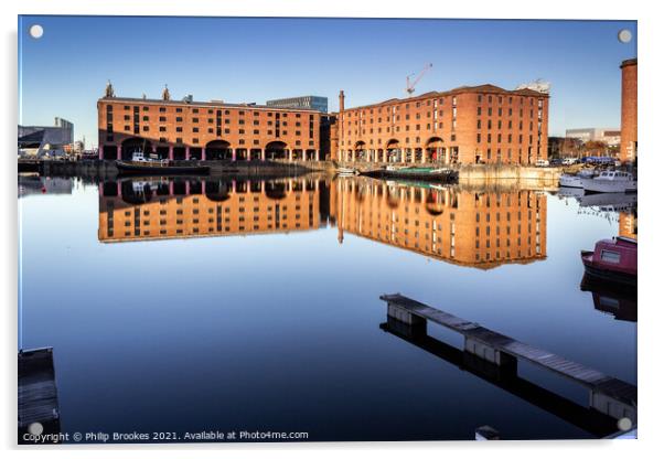 Albert Dock Reflections, Liverpool Acrylic by Philip Brookes