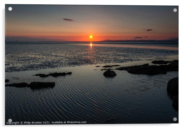 Half Moon Bay Sunset Acrylic by Philip Brookes