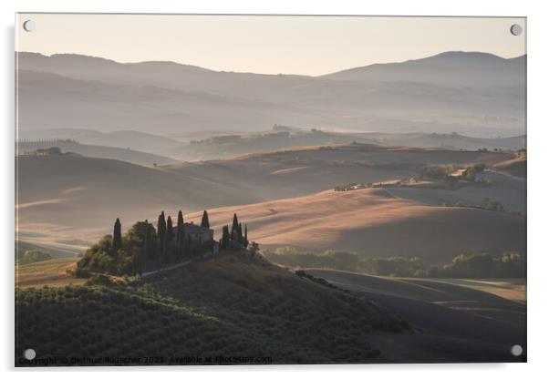 Podere Belvedere Villa in Val d'Orcia Region in Tuscany, Italy a Acrylic by Dietmar Rauscher