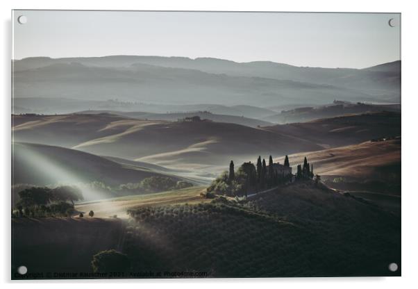 Podere Belvedere Villa in Val d'Orcia Region in Tuscany, Italy a Acrylic by Dietmar Rauscher