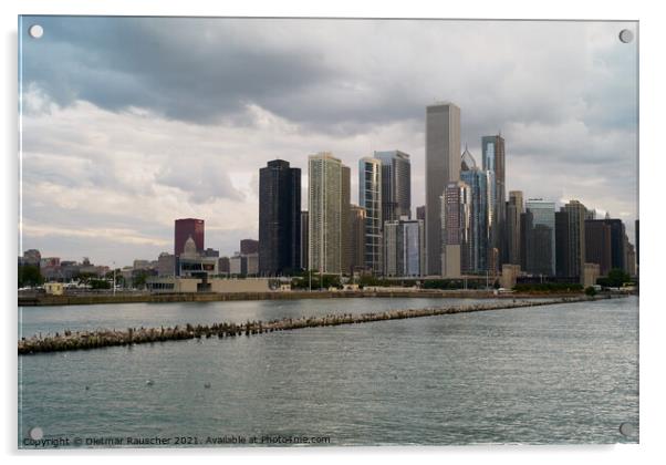 Chicago Skyline Cityscape Acrylic by Dietmar Rauscher