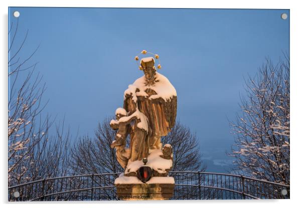 Statue of Saint John of Nepomuk or John Nepomucene Acrylic by Dietmar Rauscher