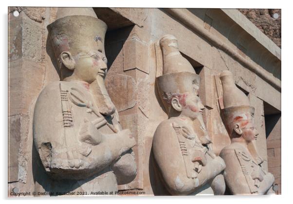 Osiris Statues in the Mortuary Temple of Hatshepsut Acrylic by Dietmar Rauscher