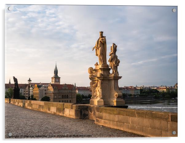Saint Francis Borgia Statue on Charles Bridge, Prague Acrylic by Dietmar Rauscher