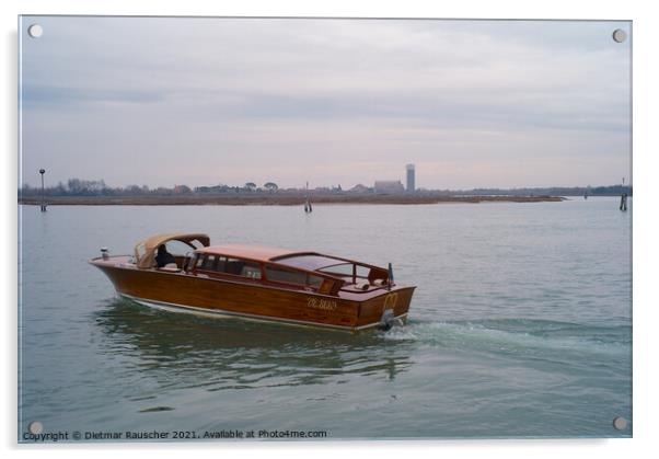 Watertaxi in the Lagoon of Venice Acrylic by Dietmar Rauscher