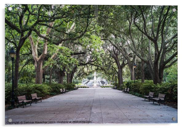 Forsyth Park Fountain in Savannah, Georgia Acrylic by Dietmar Rauscher