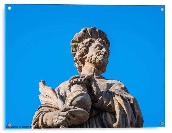 Saint Cosmas Statue on Charles Bridge, Prague, Czech Republic Acrylic by Dietmar Rauscher