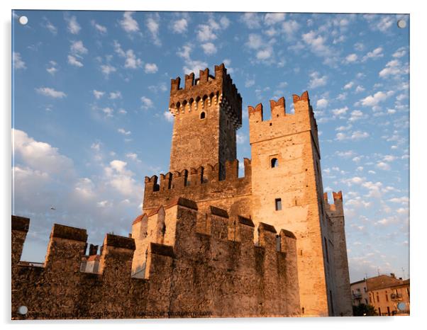 Scaligero Castle in Sirmione on Lake Garda, Italy in the Morning Acrylic by Dietmar Rauscher