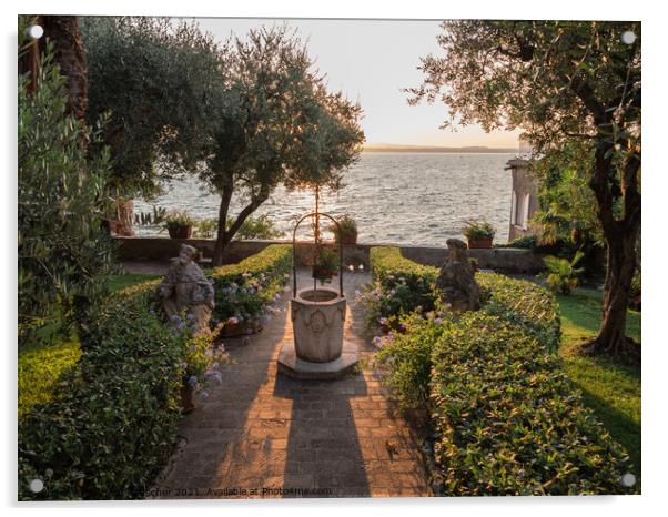 Santa Maria Maggiore Church Garden in Sirmione on Lake Garda Acrylic by Dietmar Rauscher