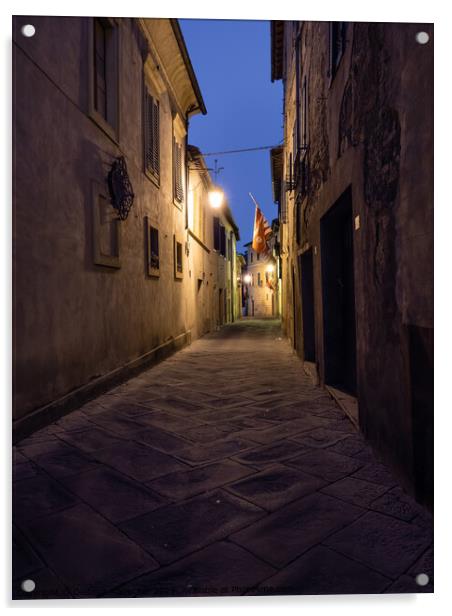 Montalcino Dark Alley at Night Acrylic by Dietmar Rauscher