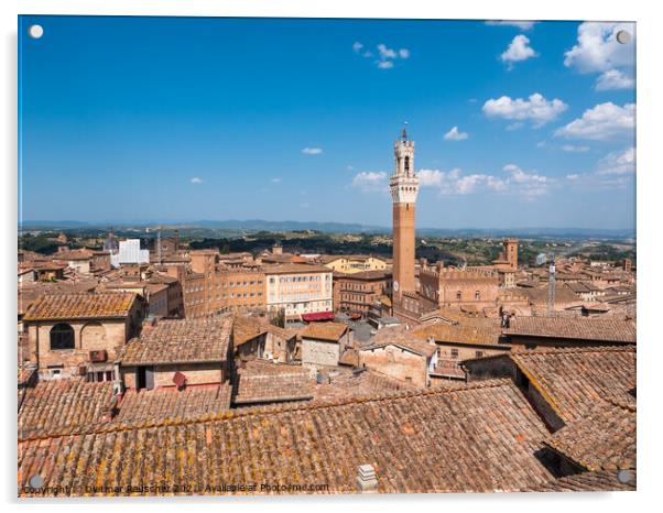 Piazza Il Campo in Siena Aerial Acrylic by Dietmar Rauscher