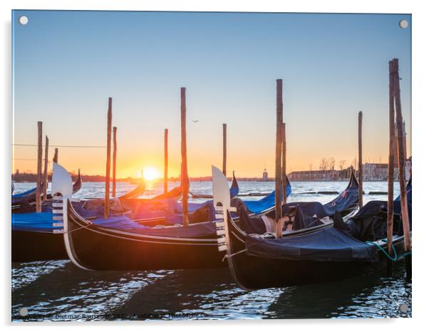 Sunrise with Gondolas in San Marco, Venice Acrylic by Dietmar Rauscher