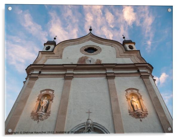 Cortina d'Ampezzo Parish Church Baroque Facade Acrylic by Dietmar Rauscher