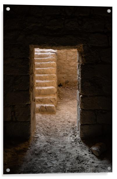 Kerak Castle Passage Door and Stairs Acrylic by Dietmar Rauscher