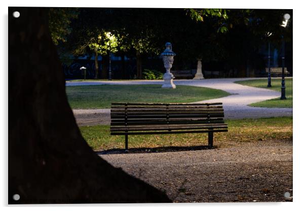 Giardino Salvi Garden with Park Bench in Vicenza Acrylic by Dietmar Rauscher