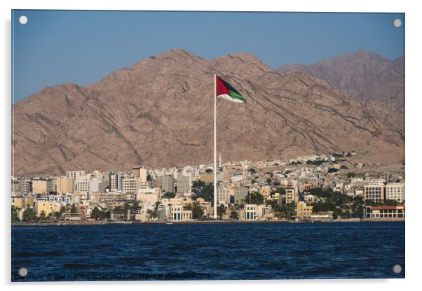 Flag of the Arab Revolt in Aqaba Acrylic by Dietmar Rauscher
