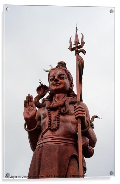 Lord Shiva Statue in Ganga Talao Mauritius Acrylic by Dietmar Rauscher