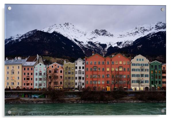 Colorful Medieval Houses of Mariahilf in Innsbruck   Acrylic by Dietmar Rauscher