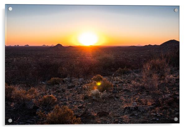 Sunset in the Savanna in Omaruru in the Erongo Region of Namibia Acrylic by Dietmar Rauscher