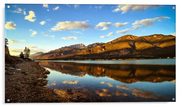 Columbia Lake Reflection at Sunset, British Columbia, Canada Acrylic by Shawna and Damien Richard