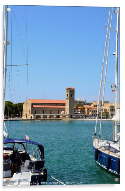 Mandraki Harbour, Rhodes Acrylic by Paulina Sator