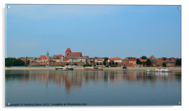  Torun and Vistula river, Poland Acrylic by Paulina Sator