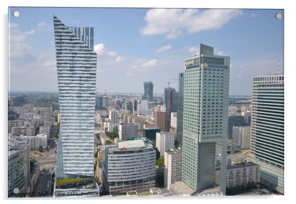 Aerial cityscape of Warsaw city, Poland Acrylic by Paulina Sator
