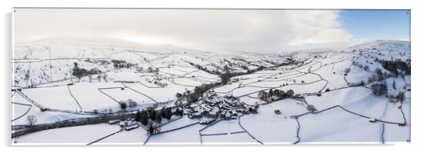 Muker Aerial in winter Swaledale Yorkshire dales Acrylic by Sonny Ryse