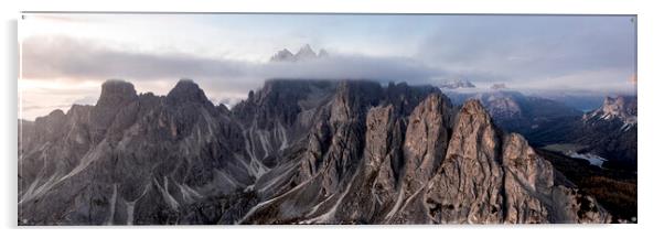 Cadini Peaks Tre Cime de Laveredo Italian Dolomites Acrylic by Sonny Ryse