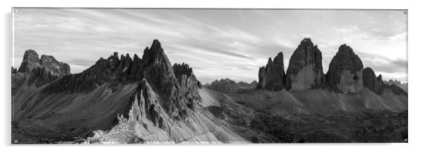 Tre Cime di Lavaredo Dolomites Italy black and white Acrylic by Sonny Ryse