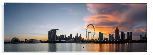 Singapore Skyline at sunset Acrylic by Sonny Ryse