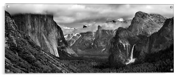 Tunnel View Yosemite National Park Black and White Acrylic by Sonny Ryse