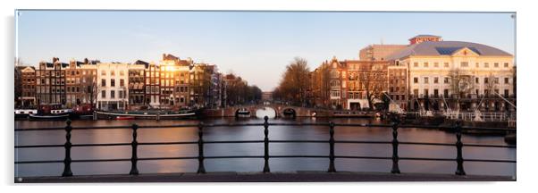 Amstel River and Architecture Amsterdam Netherlands Sunset Acrylic by Sonny Ryse